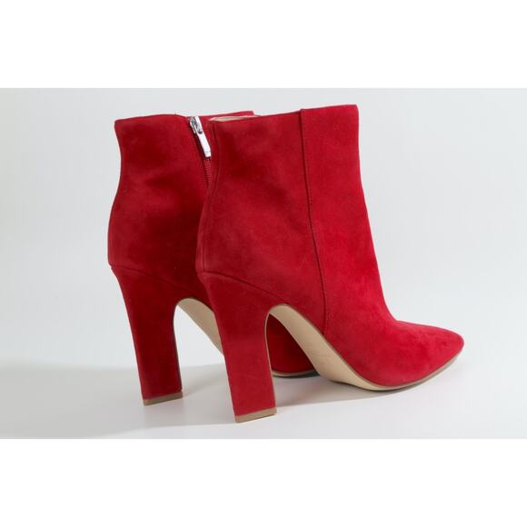 Marc Fisher Red Suede Ankle Booties Size 9M Women’s Block Heel Zip Fashion Shoes - Picture 6 of 12